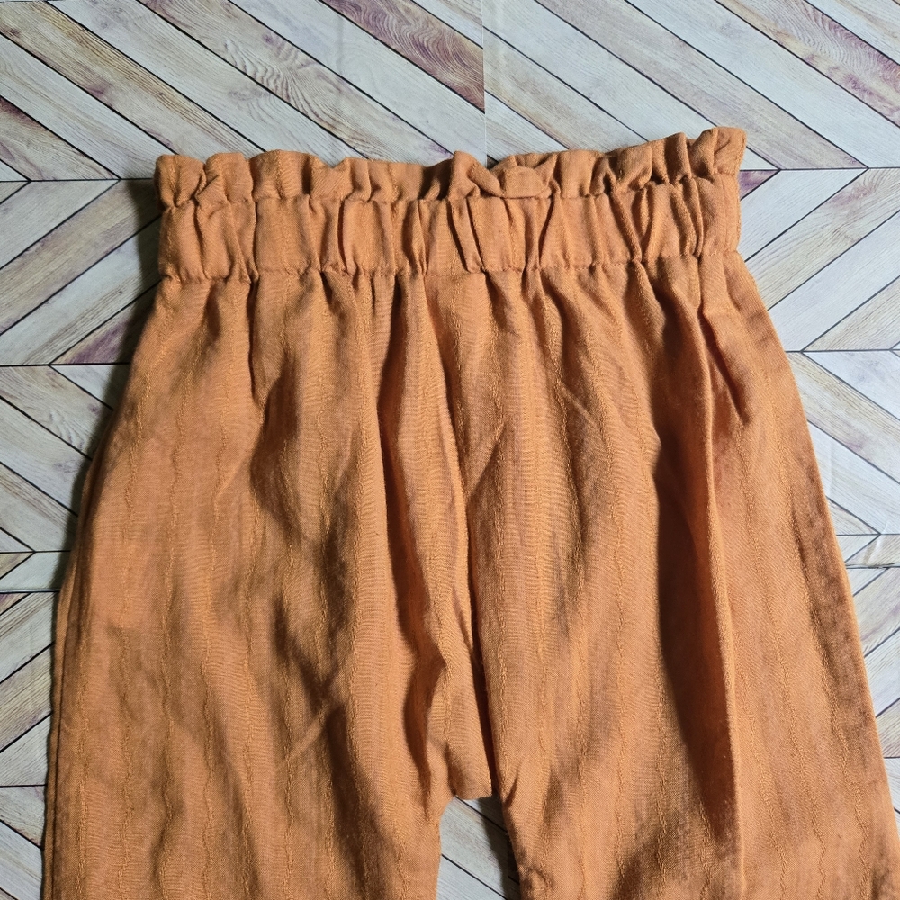 Boho Linen-Blend Paperbag Waist Joggers Ruffle Harem Pants Baby Boy Girl 12-18M - Picture 6 of 7